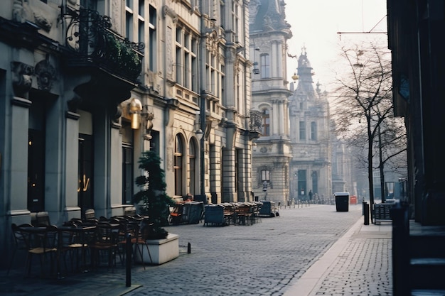 European Street Serenity Un voyage à la lumière du jour à travers des routes pavées historiques