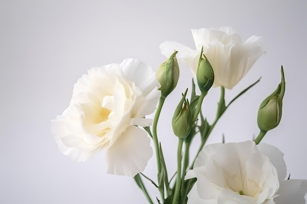 Eustoma bloom sur fond blanc texturé en gros plan