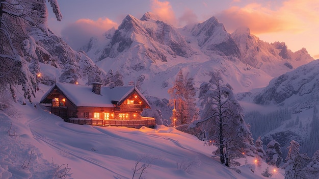 Photo une évasion dans les montagnes enneigées embrassez le papier peint de beauté