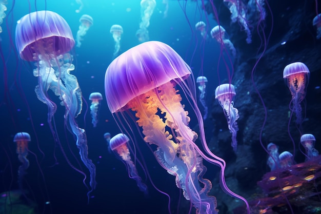 Un éventail éblouissant de méduses colorées nageant gr 00251 03