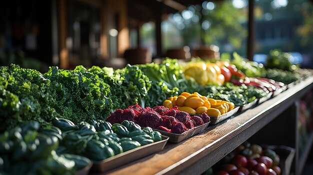 Photo un éventail de légumes frais