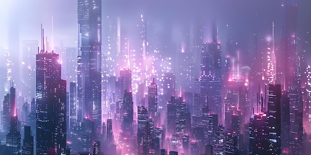 Photo Évolution de la cybersécurité paysage urbain futuriste avec des tours de données sécurisées et des réseaux cryptés concept tendances de la cyber-sécurité technologie future protection des données mesures de sécurité numérique