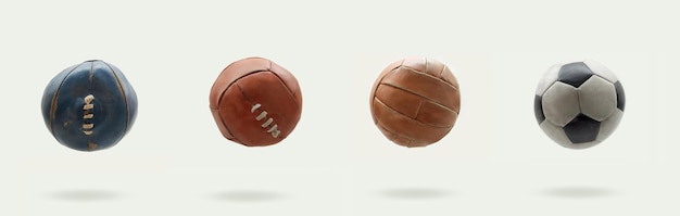 Evolution du ballon de football en fond blanc