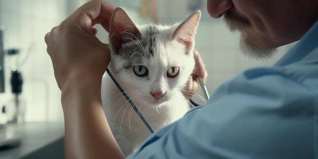 Examen du chat par un vétérinaire