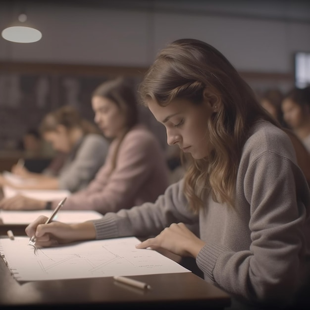 Examen à l'école Étudiants qui suivent des études AI générative