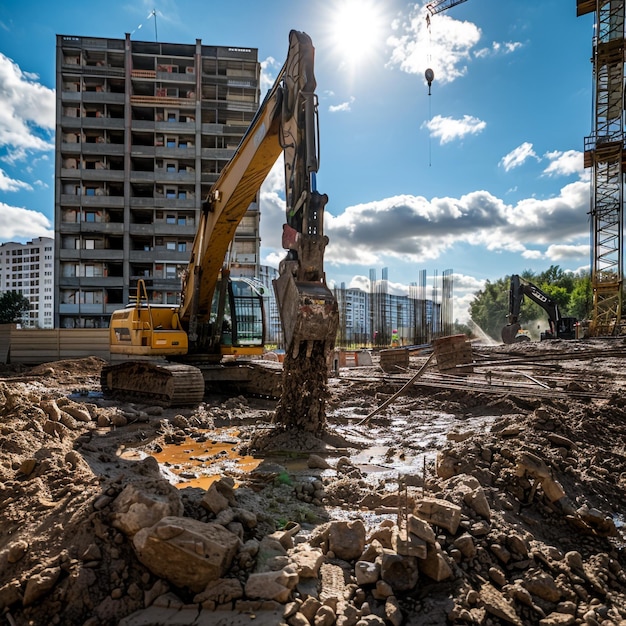 L'excavatrice Komatsu sur un chantier de construction à Hanovre