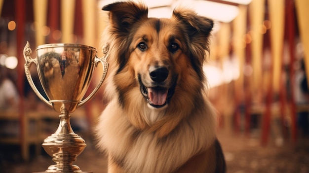 Photo l'excellence récompensée à un spectacle canin ce champion canin