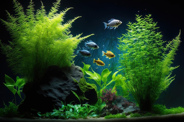 Excellent aquarium avec des plantes de la jungle