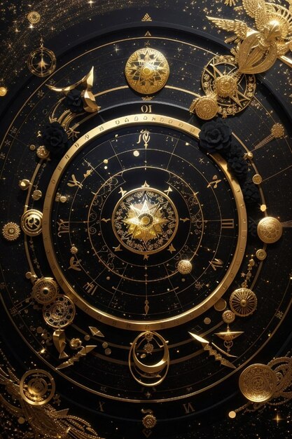 Excellente photo du cercle astrologique dans le fond éthérique