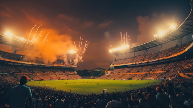 Excitation du cricket, action intense dans un stade bondé