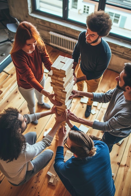 Exercices et activités de teambuilding avec des cubes en bois pour favoriser la collaboration