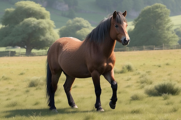 Photo exmoor pony dans un champ généré par l'ia