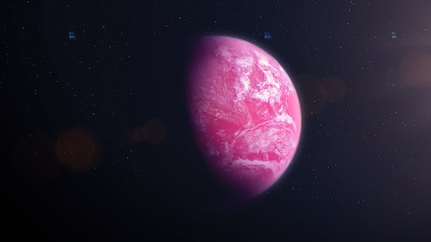 Exoplanète rose avec nuages