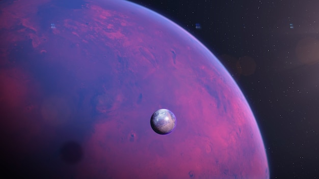 Exoplanète de type Mars avec lune