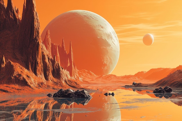 Exotique alien planète orange Générer Ai