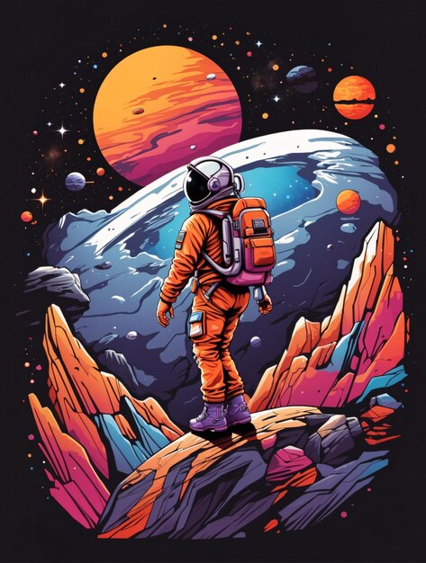 Expédition d'astronautes dans une illustration vectorielle complexe pour la conception de t-shirts