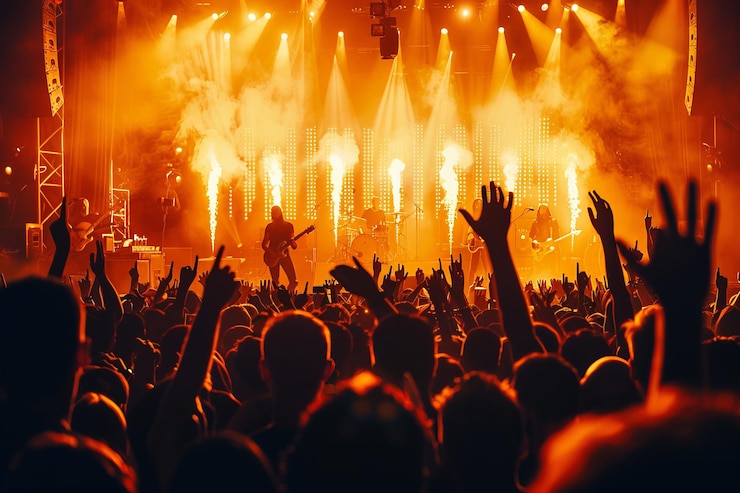 Photo expérience d'un concert de rock une prise de vue électrisante capturant l'énergie et l'excitation d'un concerto de rock en direct