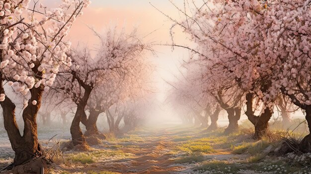 Expérience de la magie des abricots en pleine floraison couverts de fleurs délicates merveille de printemps jardin florissant abondance florale chef-d'œuvre de la nature généré par l'IA
