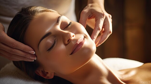 Expérience spa sereine avec massage facial relaxant