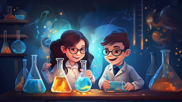 Photo expériences scientifiques avec des enfants dans le concept de laboratoire