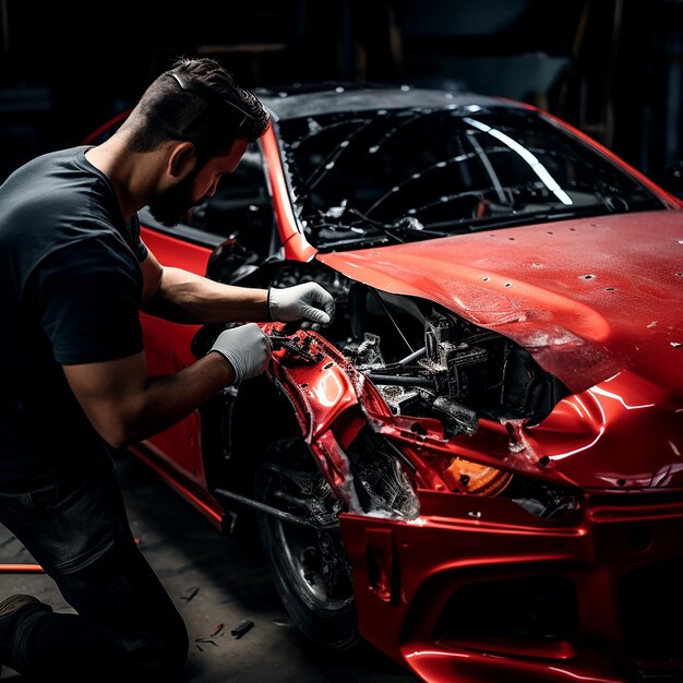 Expert en restauration de voitures rouges