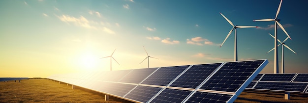 exploitations solaires et éoliennes sources d'énergie écologiques vertes
