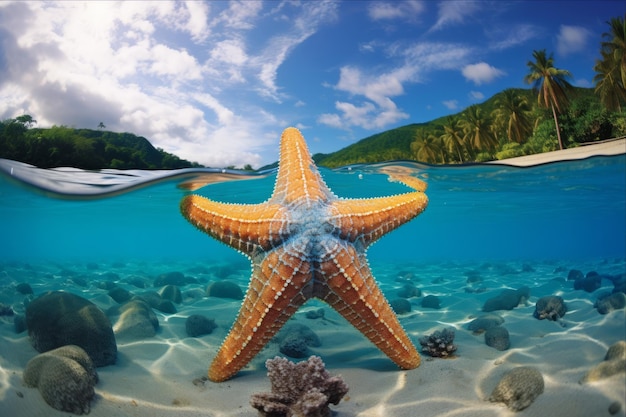 Photo explorant l'étoile de mer vibrante et les caraïbes à couper le souffle à porto rico états-unis