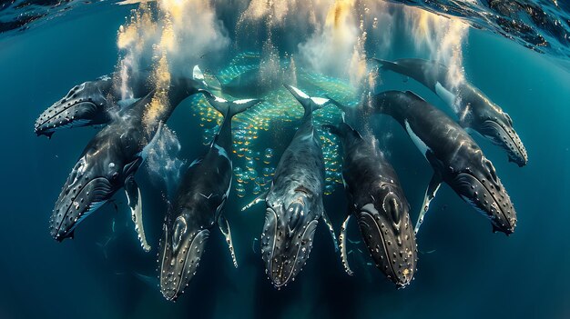 Photo explorant le monde mystique des créatures marines à l'arrière-plan sous les vagues