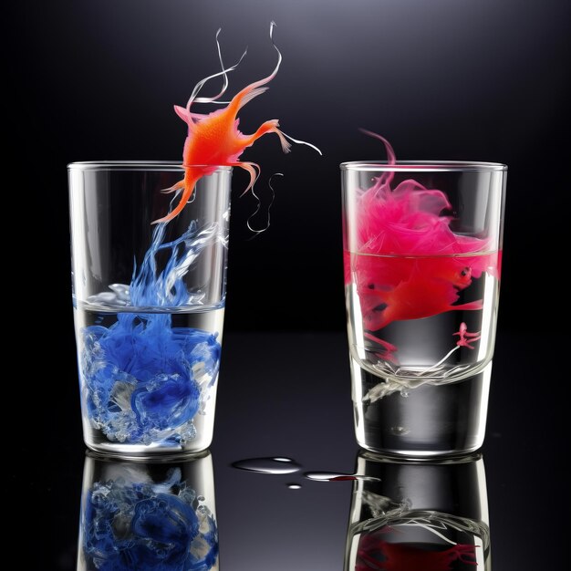L'exploration du poisson bêta de fusion complexe enfermé dans un verre avec une technique de gastronomie moléculaire