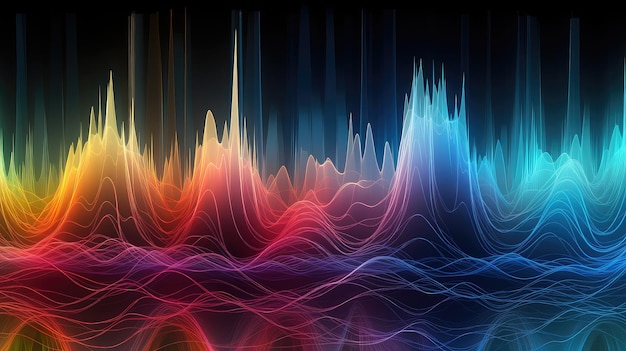 Photo l'exploration du spectre des ondes sonores de la musique illustration de l'écran audio d'onde numérique abstract signal de la musique l'explorer du spectre d'ondes sonores