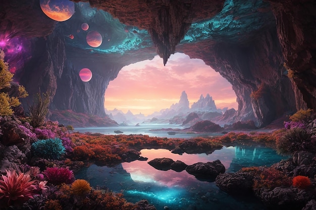 Exploration extraterrestre de Metaverse Alien Planet Cave