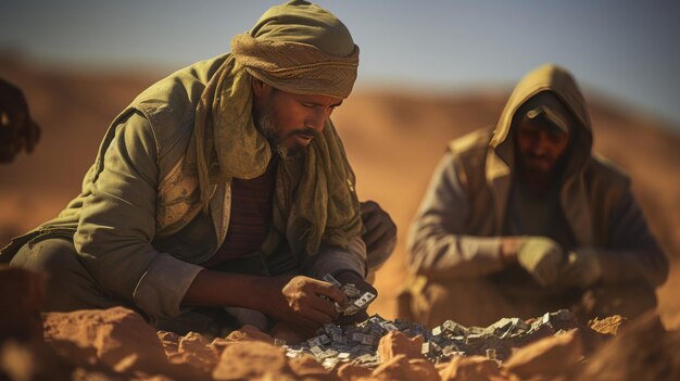 Photo l'exploration des rêves d'or les mineurs artisanaux déclenchent une ruée vers l'or à akjoujt, en mauritanie