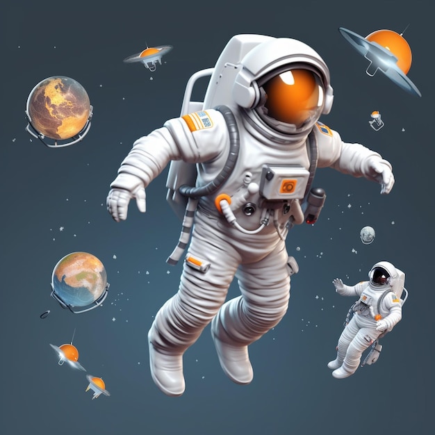 L'exploration spatiale de l'astronaute illustration de garçon de dessin animé