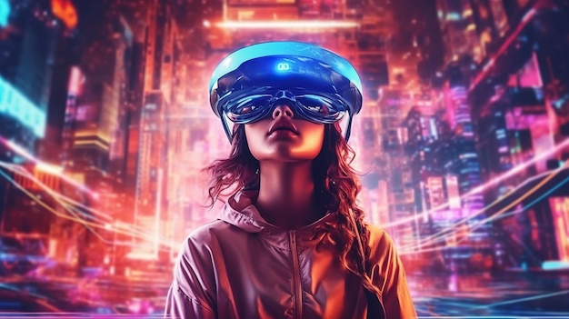 Explorer le métaverse futuriste avec un casque VR