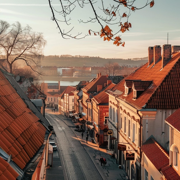 Photo explorez les charmantes rues de la vieille ville de kaunas au printemps