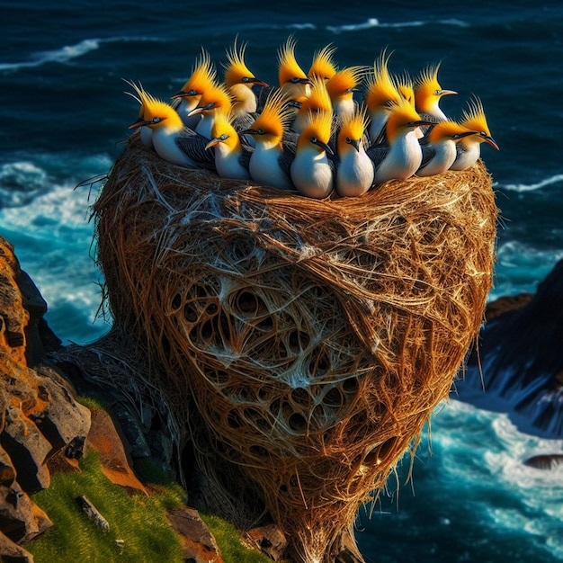 Explorez les habitudes de nidification du moineau avec les petits oiseaux et pour leurs plus jeunes Ai générer