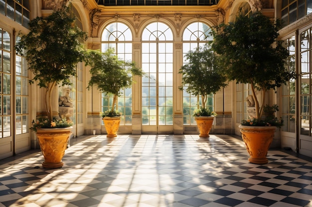 Explorez l'opulent château français de Versailles et ses fontaines de jardins vibrantes et colorées