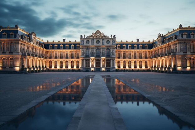 Explorez l'opulent château français de Versailles et ses fontaines de jardins vibrantes et colorées