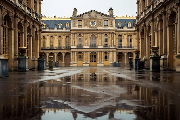 Explorez l'opulent château français de Versailles et ses fontaines de jardins vibrantes et colorées