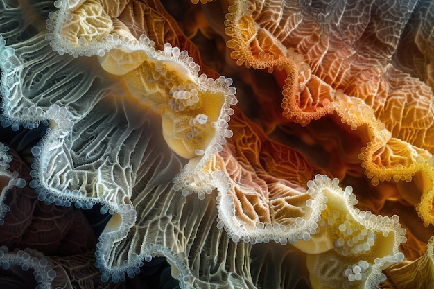 Explorez de près la beauté complexe d'une anémone de mer colorée révélant ses teintes vives et ses détails complexes