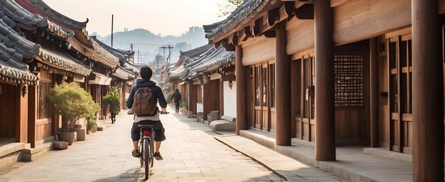 Explorez le village de Jeonju Hanok à vélo en Corée du Sud