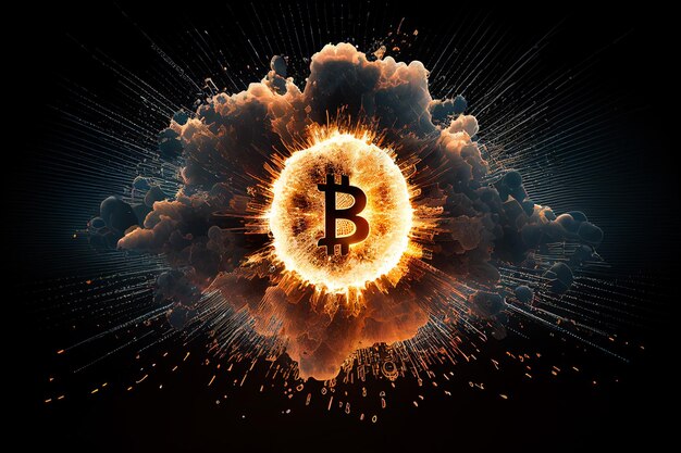 L'explosif Bitcoin est une crypto-monnaie qui explose et se détruit comme une bombe IA générative