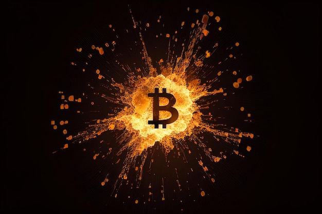 L'explosif Bitcoin est une crypto-monnaie qui explose et se détruit comme une bombe IA générative