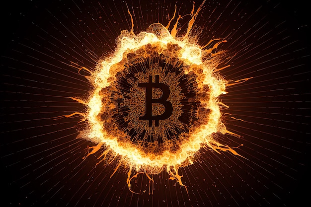 L'explosif Bitcoin est une crypto-monnaie qui explose et se détruit comme une bombe IA générative