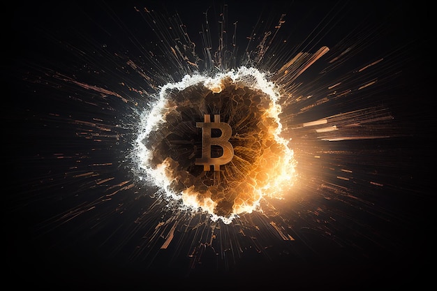 L'explosif Bitcoin est une crypto-monnaie qui explose et se détruit comme une bombe IA générative