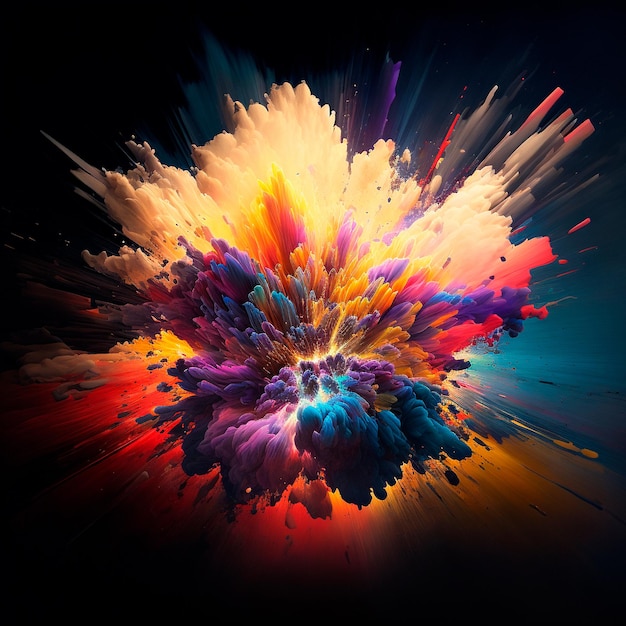 explosion abstraite 3d de couleurs vives