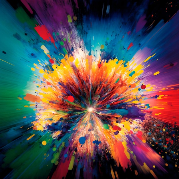 explosion abstraite 3d de couleurs vives