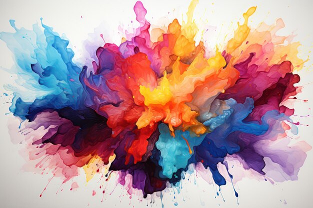 Photo une explosion d'aquarelle colorée