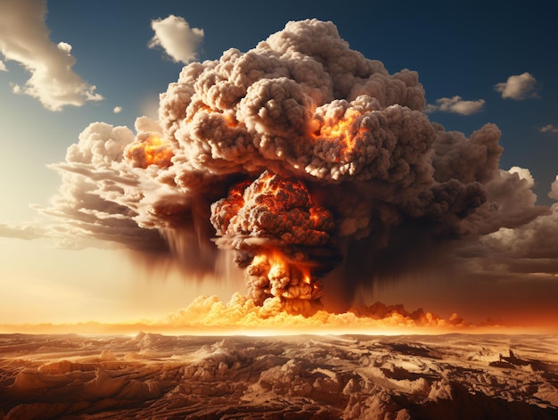 Explosion d'une bombe nucléaire Nuage de champignon AI générative