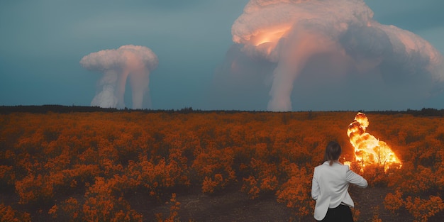 Photo explosion d'une bombe nucléaire